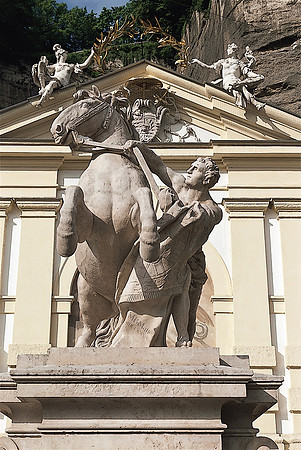 Salzburg, Hofmarstall (Festival Hall) groom statue