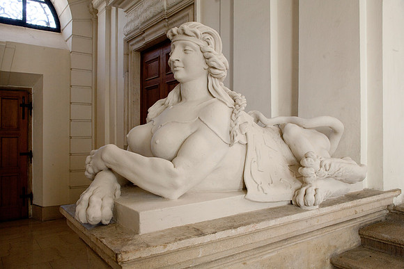 Vienna, Trautson Palace sphinx in vestibule