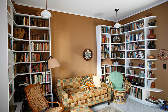 Library/TV Room with Custom Shelving